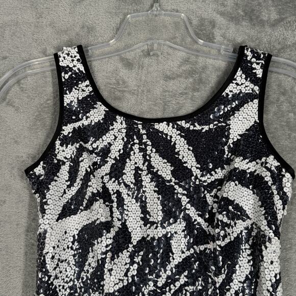Lilly Pulitzer Dress Womens 00‎ Black White Zebra Print Sheath Sequins Going Out - Picture 5 of 9